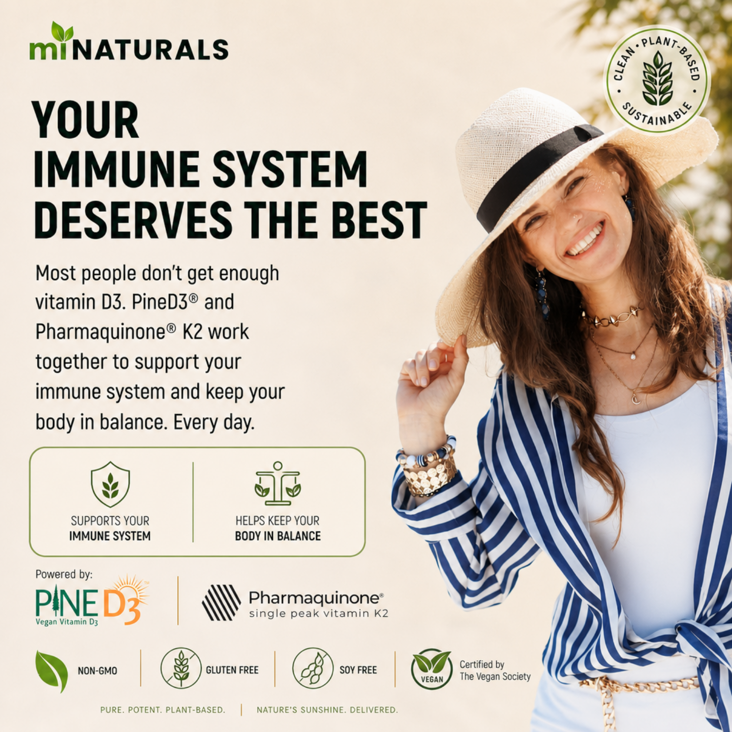 Vitamine D3 + K2 végétale Ultra Premium avec D3 de pin et K2 Pharmaquinone
