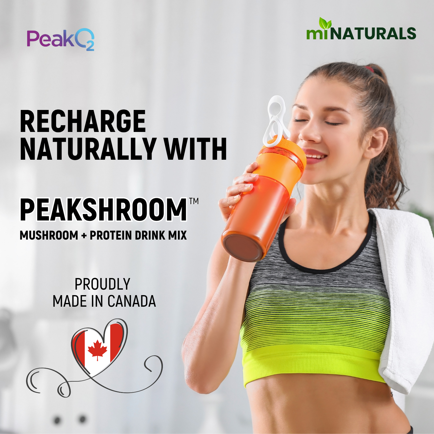 Peakshroom Mushroom, Protein, Coffee, Fibre Drink Mix