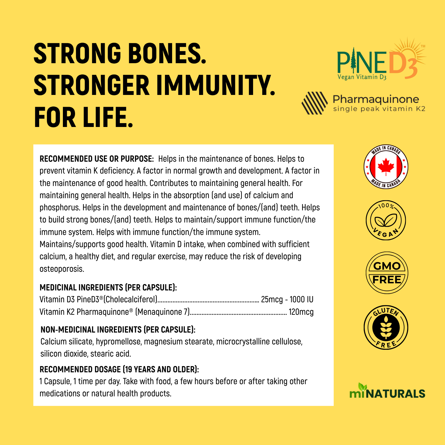 Ultra Premium Plant-Based Vitamin D3 + K2 with Pine D3 and Pharmaquinone K2
