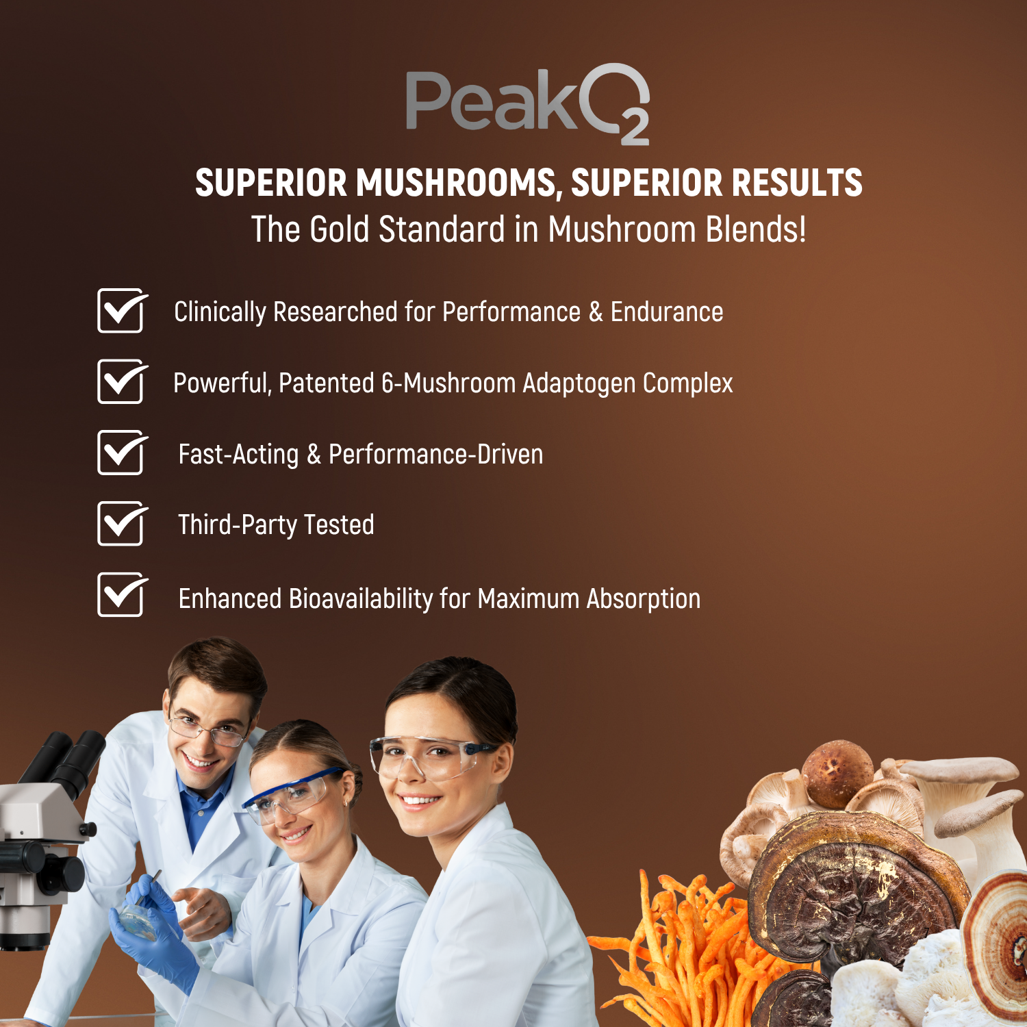 Peakshroom Mushroom, Protein, Coffee, Fibre Drink Mix
