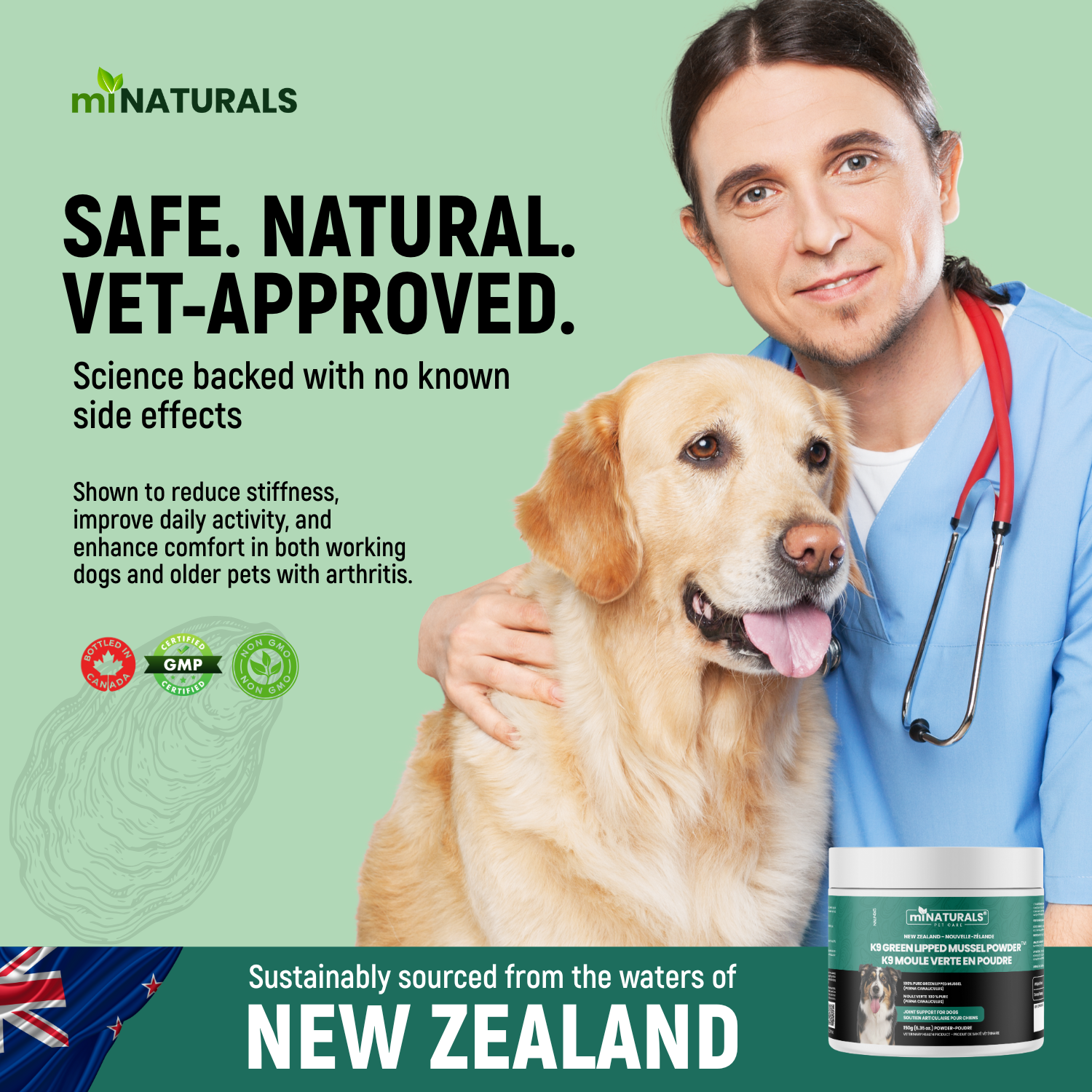 Moule à lèvres vertes pour chiens – Complément alimentaire 100 % pur de Nouvelle-Zélande pour les hanches et les articulations des chiens