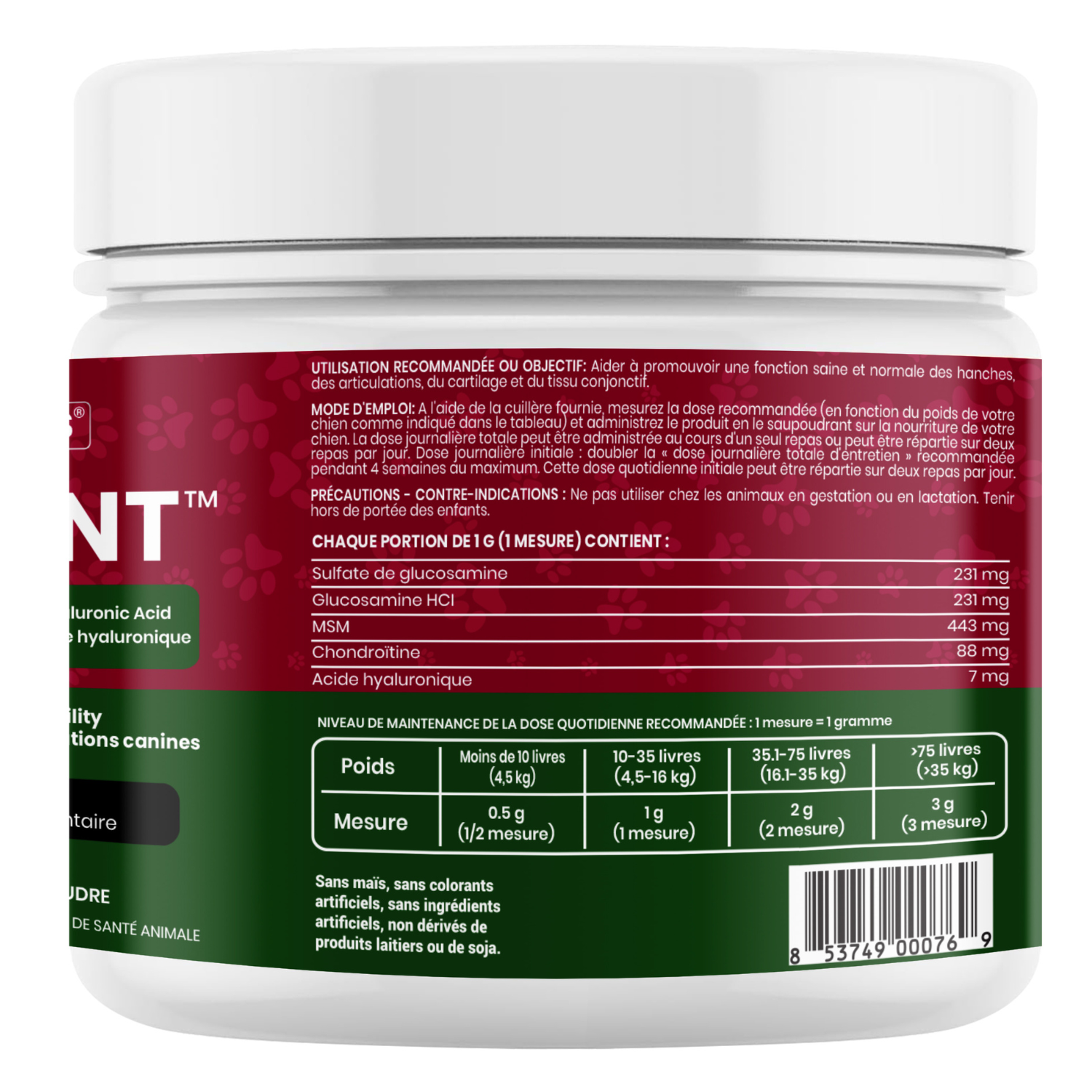 K9 Joint Powder (Glucosamine, Chondroitin, MSM, and Hyaluronic Acid)