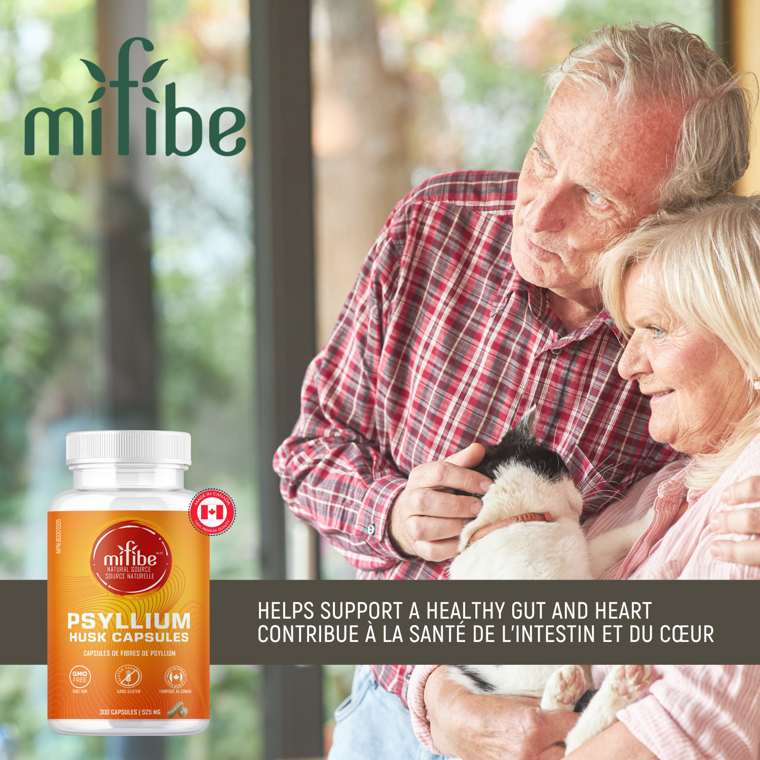 Capsules de fibres de cosse de psyllium - 525 mg par capsule - 300 capsules