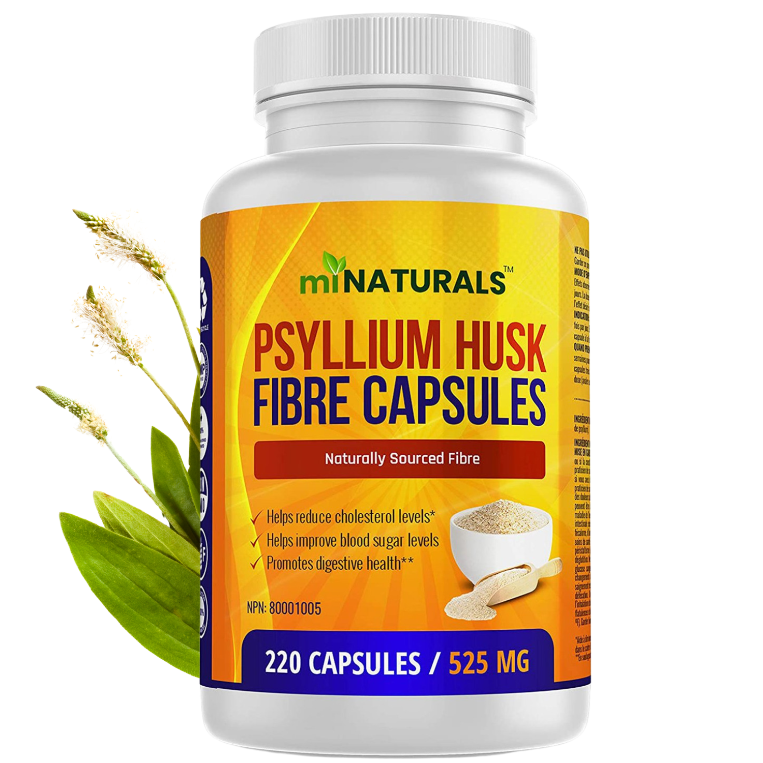 Psyllium Husk Fiber Capsules (220 Capsules - 525mg)