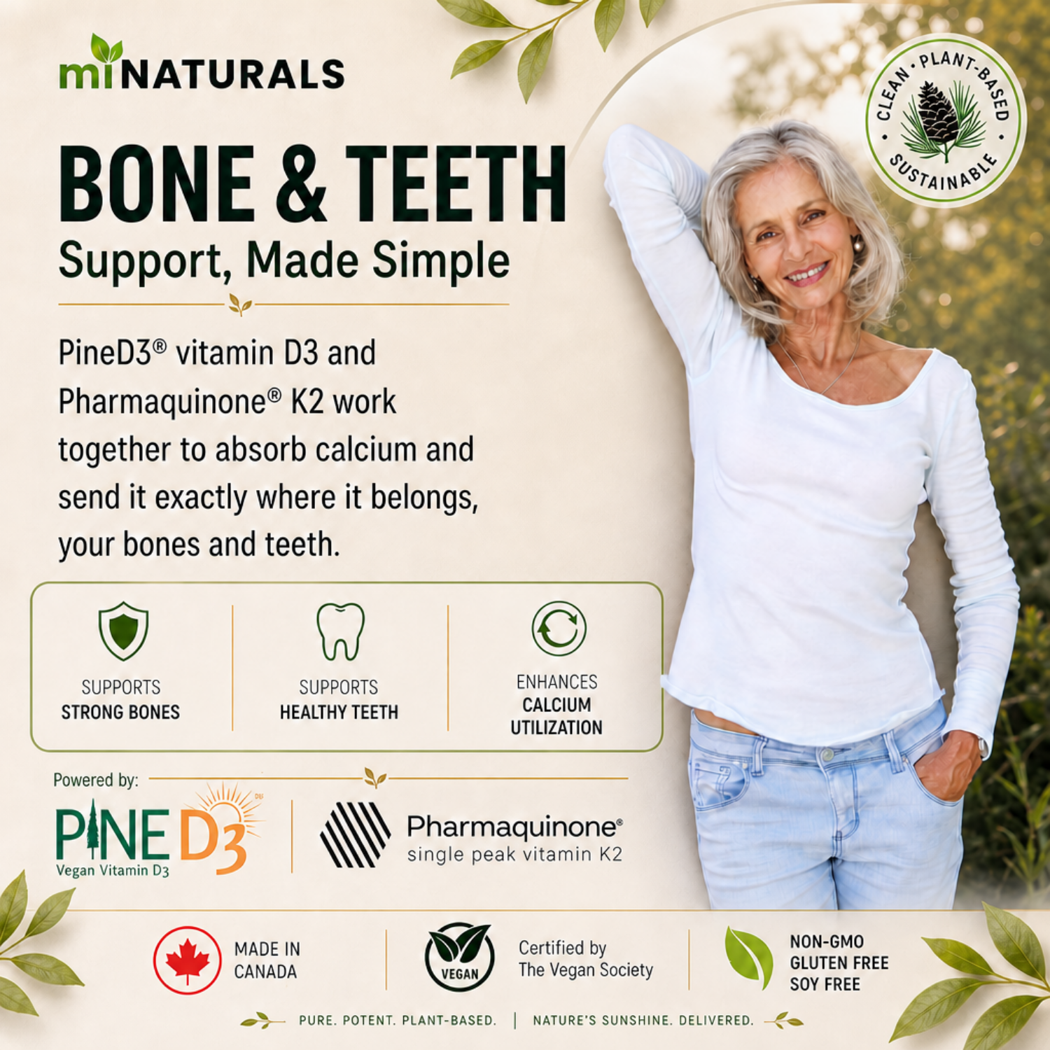 Vitamine D3 + K2 végétale Ultra Premium avec D3 de pin et K2 Pharmaquinone