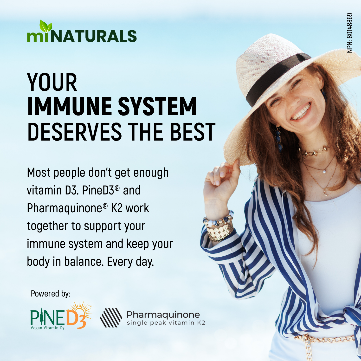Ultra Premium Plant-Based Vitamin D3 + K2 with Pine D3 and Pharmaquinone K2