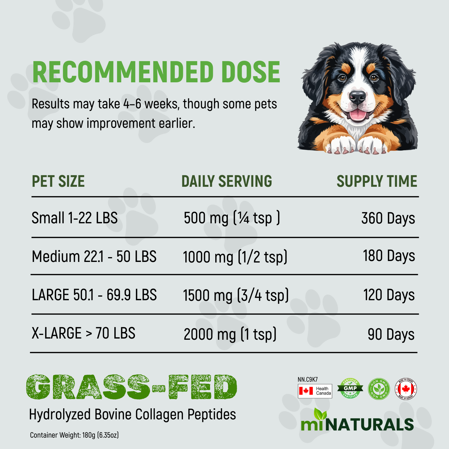 Poudre de peptides de collagène hydrolysé K9 provenant de chiens nourris à l'herbe