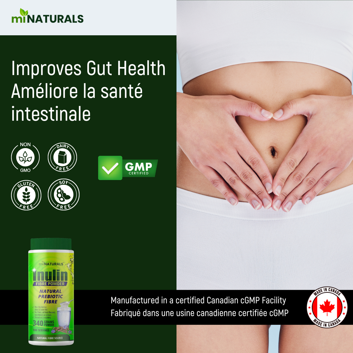 Pure Inulin Fiber Powder - Natural Prebiotic Fibre Supplement (340g