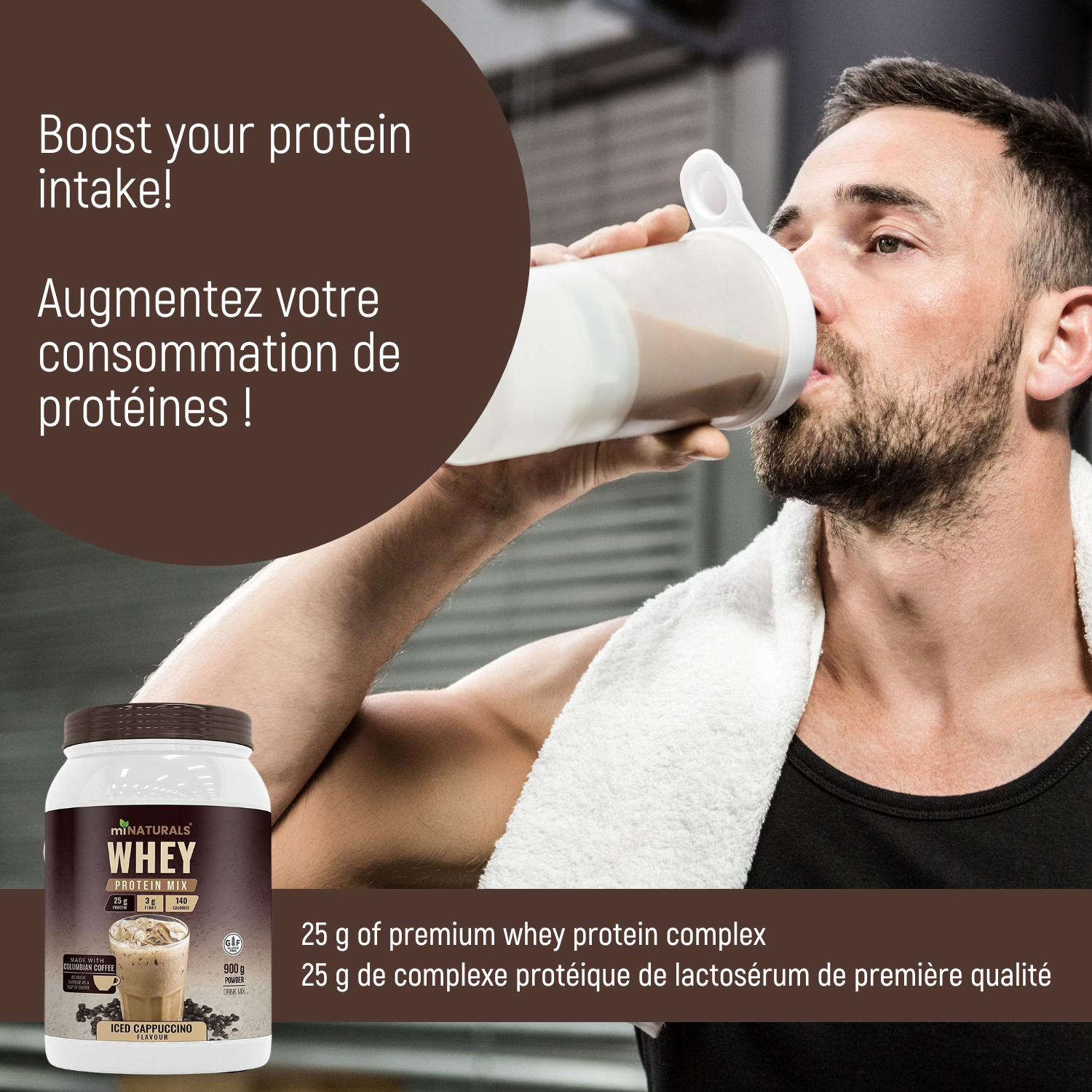 Whey Pure Isolate Mélange de boisson riche en protéines en poudre, pour shakes – Café cappuccino glacé (900 g)