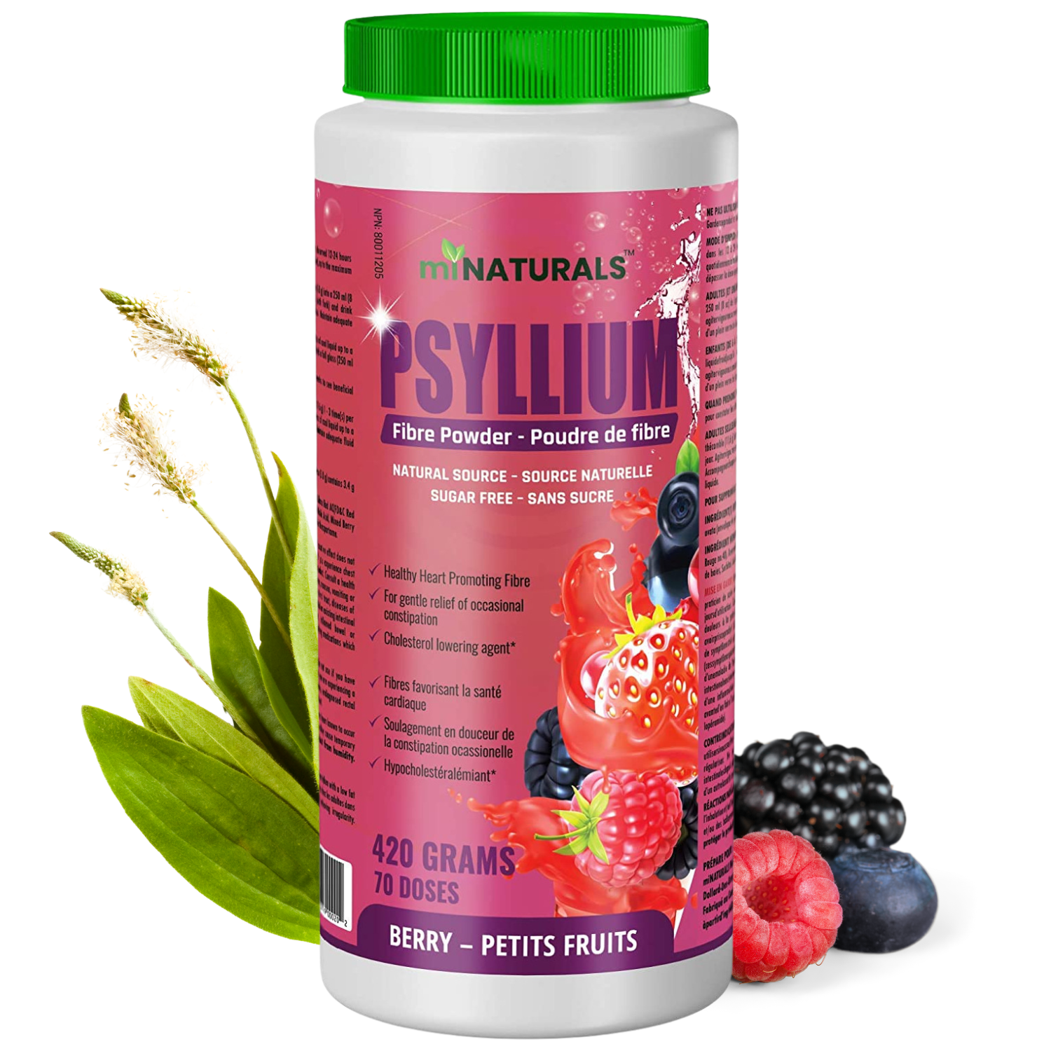 Sugar Free Psyllium Husk Powder - 420g - Berry Flavoured