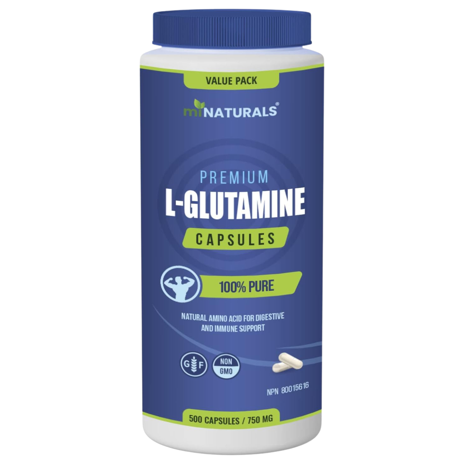 Capsules de L-Glutamine - 500 Capsules - PACK ÉCONOMIQUE