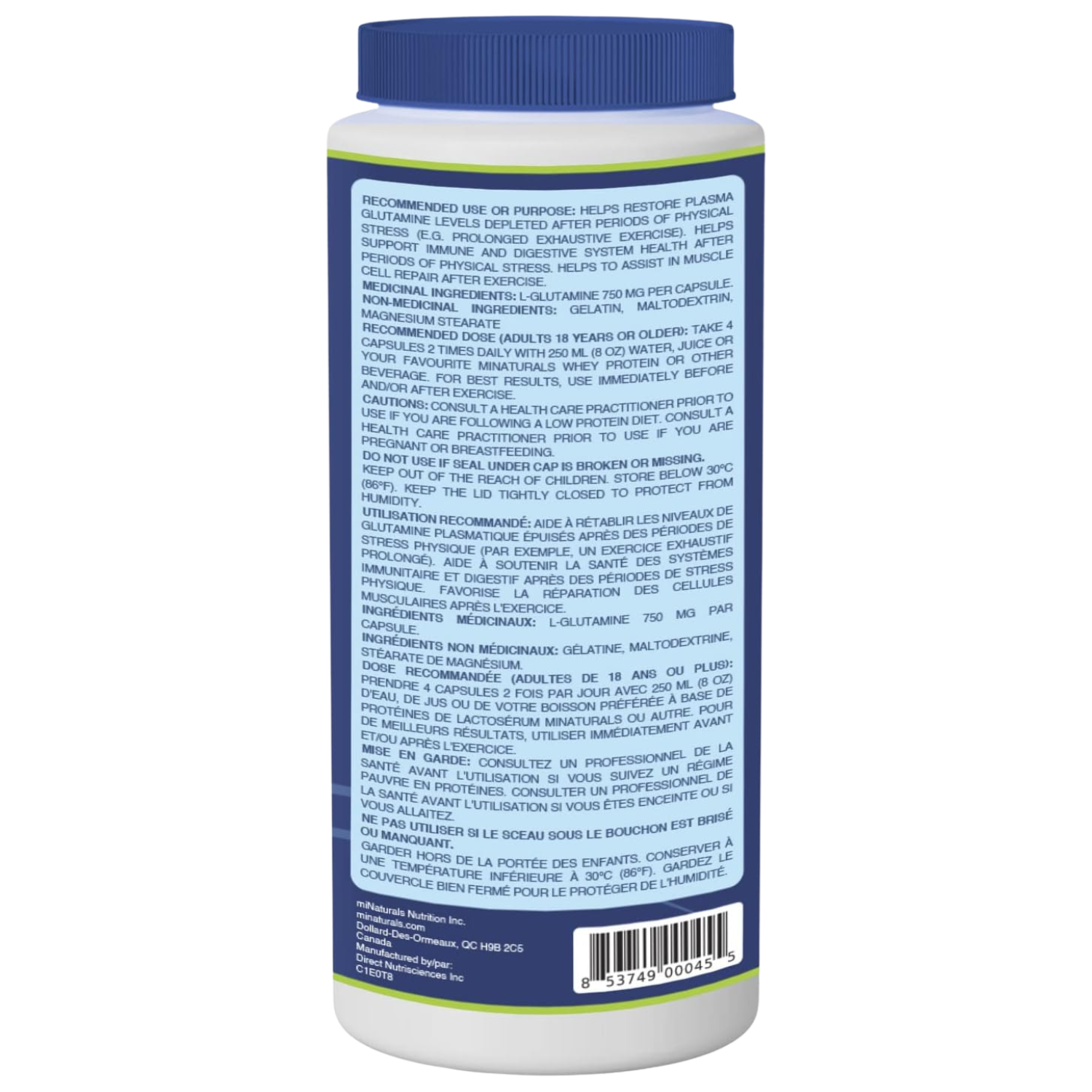 Capsules de L-Glutamine - 500 Capsules - PACK ÉCONOMIQUE